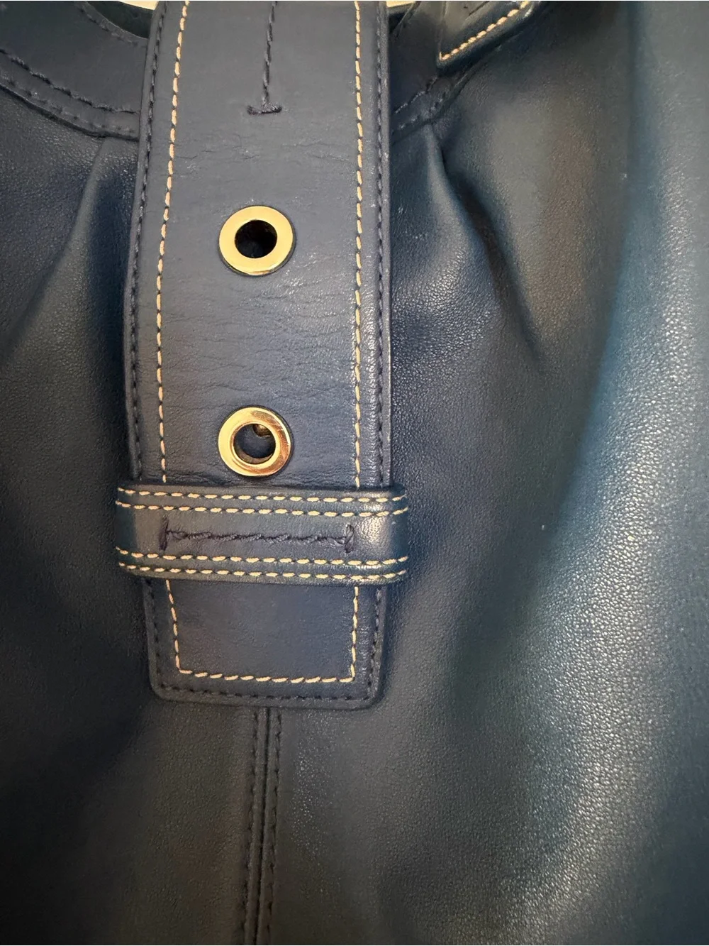 Coach Soho Pleated Leather Lynn Large Hobo Blue F15075